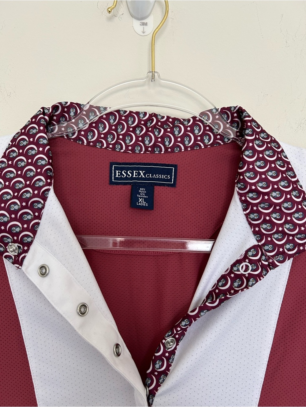 Essex Classics Equestrian Collared Show Shirt Top Size XL Owl Collar and Cuffs